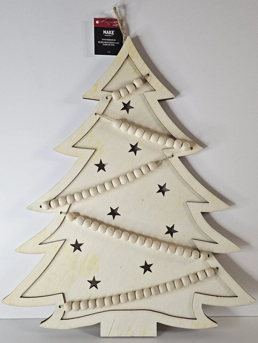 Craft DIY Wooden Christmas Tree Wall Decor Beaded Rustic Farmhouse Holiday